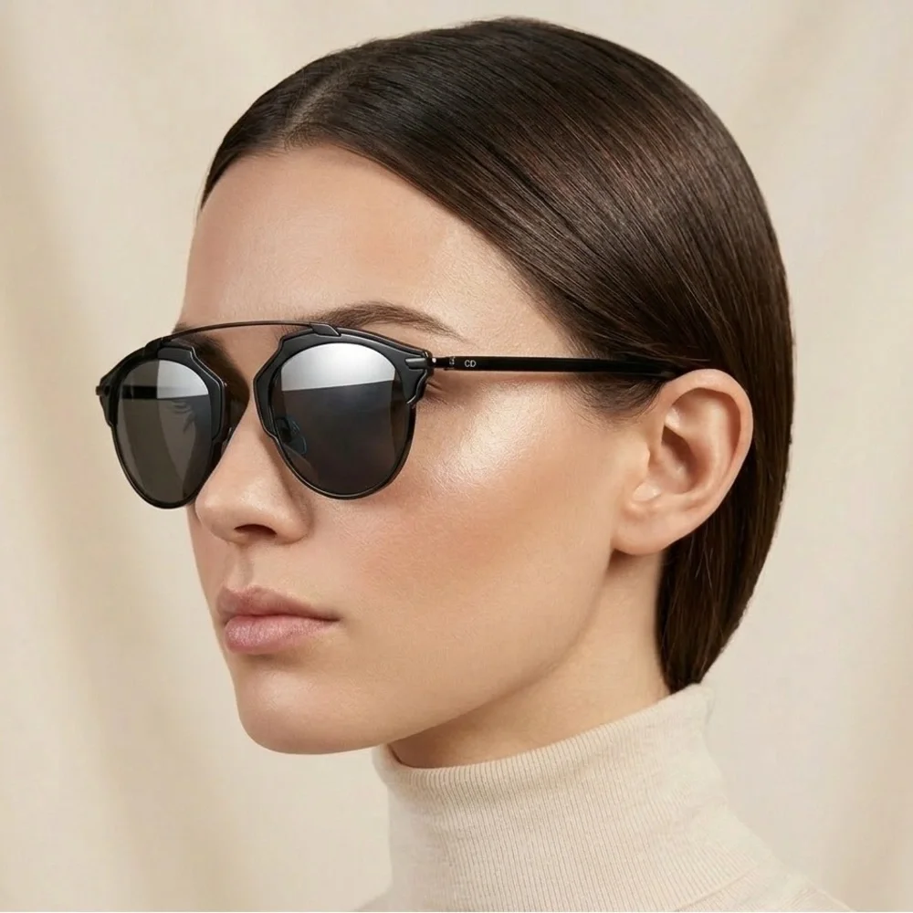 CHRISTIAN DIOR Designer SoReal Sunglasses Black/Silver